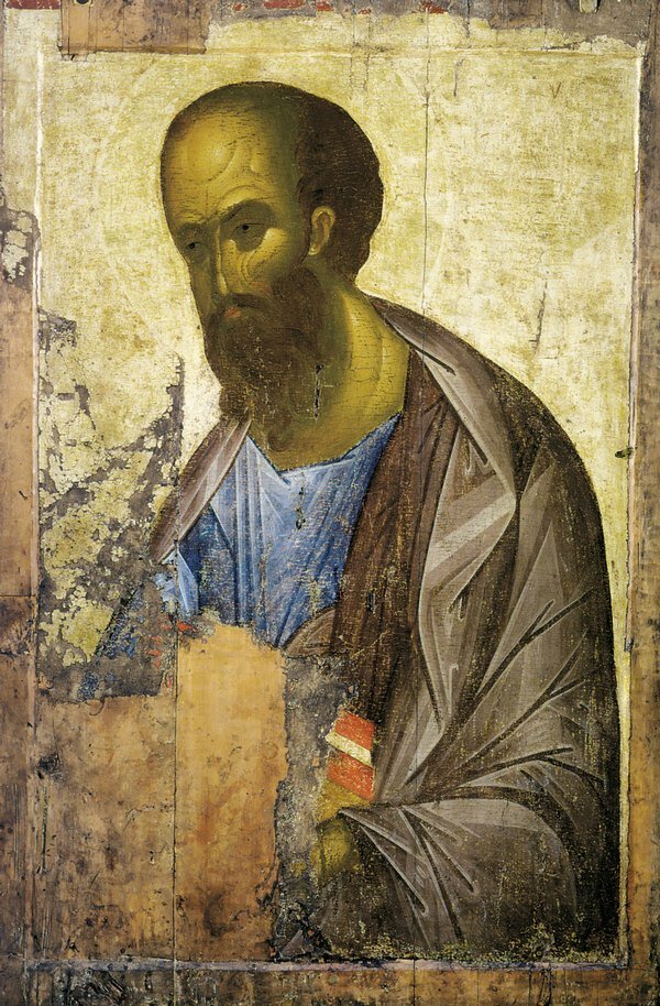 Апостол Павел 1410-годы Андрей Рублёв. Из деисусного чина. Москва, Третьяковская галерея.