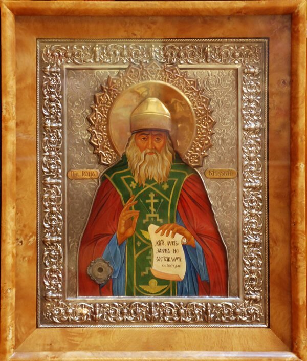Икона святого преподобного Ионы Киевского с частицей его мощей храм Святителя Игнатия Мариупольского город Донецк