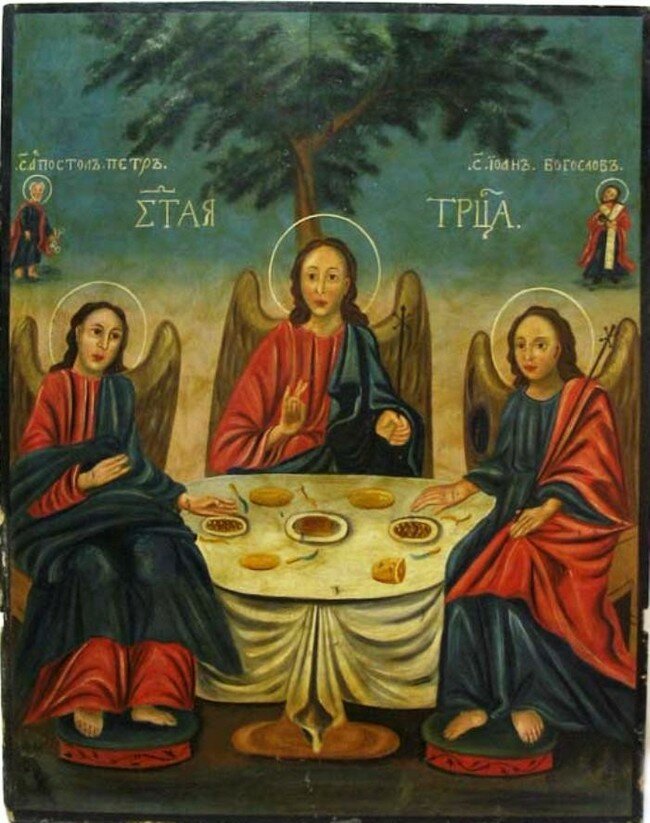 Икона "Троица" Дерево, масло,XIX век, 73/57см.