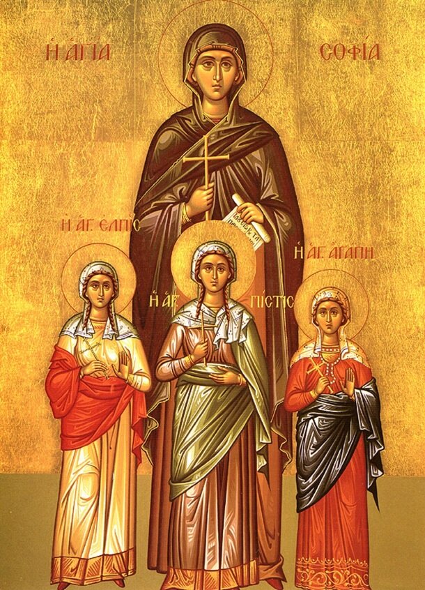 Икона мученицы Вера, Надежда и Любовь и мать их София