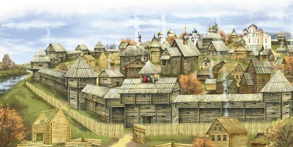 Иллюстрация "Деревянный город"