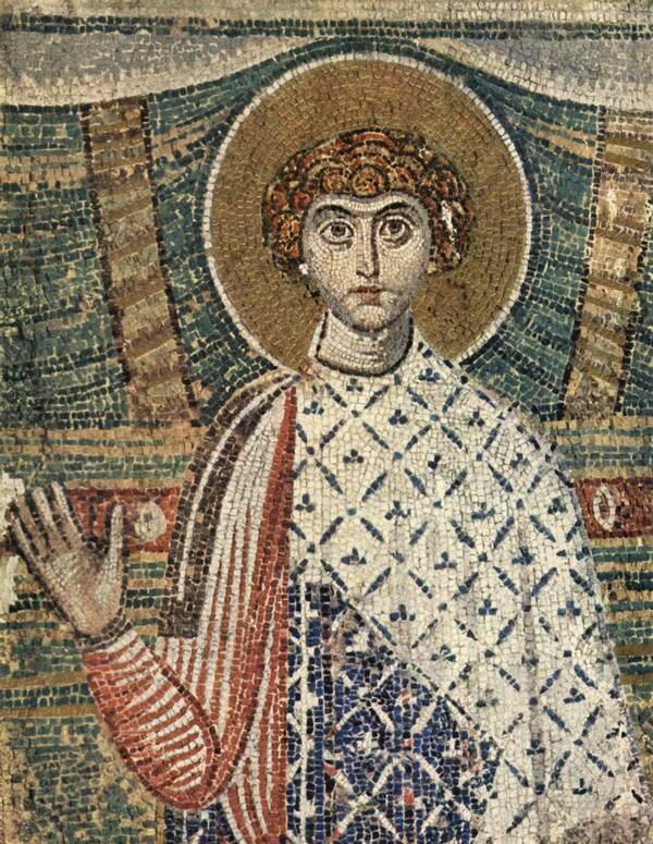 Святой великомученик Димитрий Солунский, Византийская мозаика, VII век , базилика Святого Димитрия в Салониках