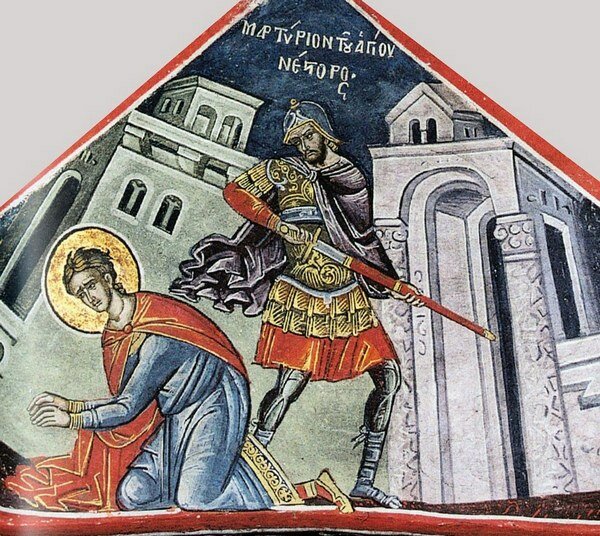  Мученик Нестор Солунский Афон , монастырь Дионисиат. 1547 г. Тзортзи (Зорзис) Фука.