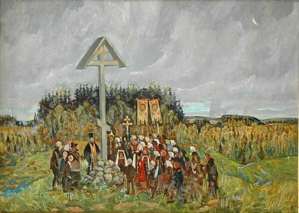 Корзухин А.И. Поминки на деревенском кладбище. 1868