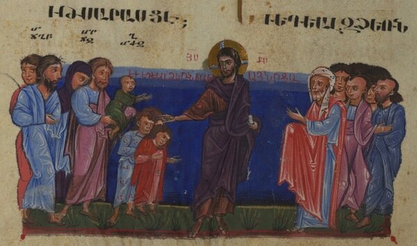 Иисус благословляет детей. Армянское Евангелие, 1256-1268