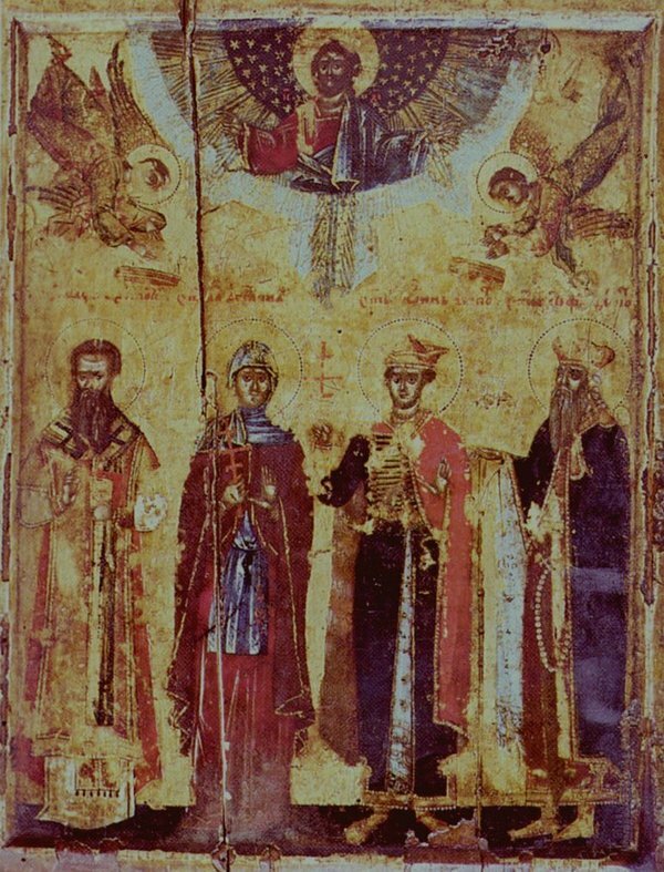 Свв. Савва I архиепископ, преподобная Ангелина деспотисса Сербская, её сын святой Иоанн (Бранкович) и святой Стефан деспот