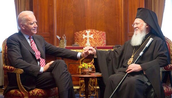 Вице-президент США Джо Байден с патриархом Константинопольским Варфоломеем